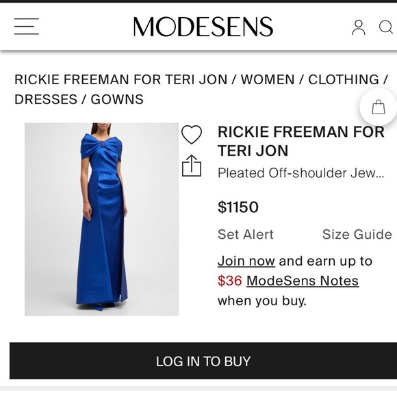 Teri Jon pleated blue off the shoulder gown - Picture 2 of 3